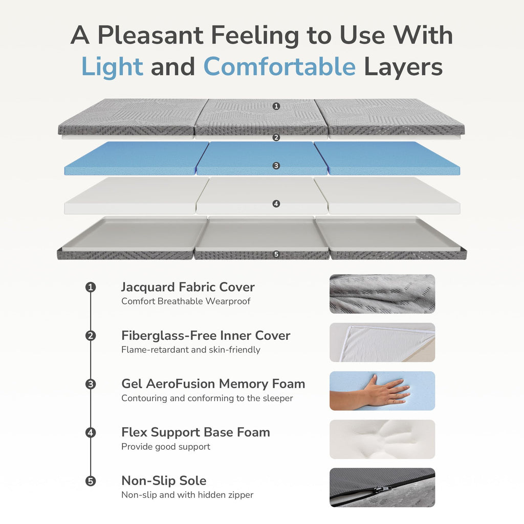 6 inch Twin Memory Foam Folding Mattress S121