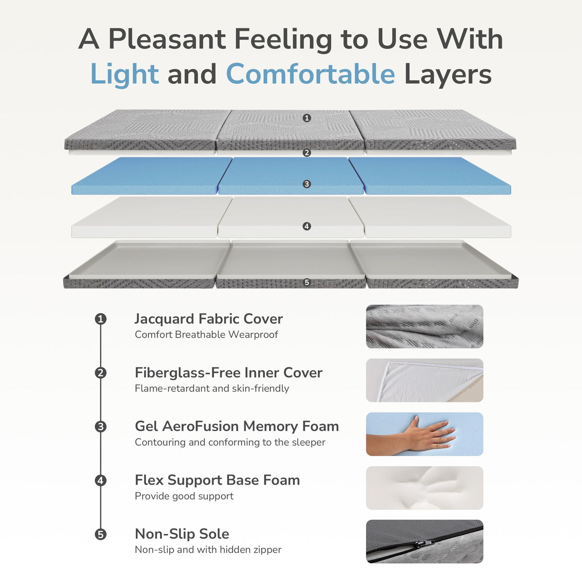 6 inch Twin Memory Foam Folding Mattress S121