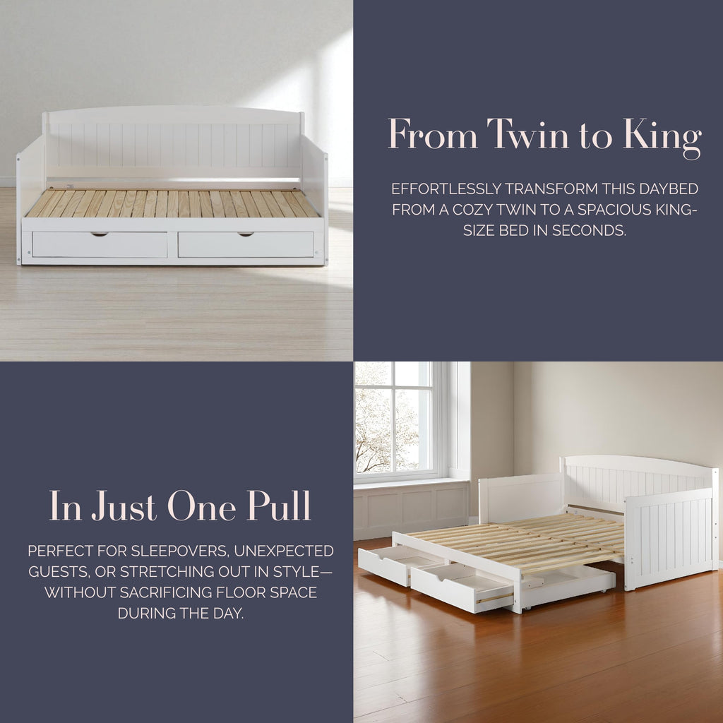 White Extendable Daybed with Trundle Q907