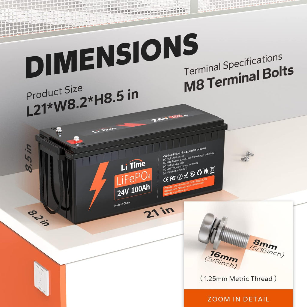 24V 100Ah LiFePO4 Lithium Battery W512324