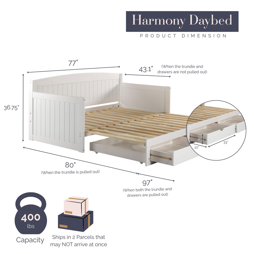 White Extendable Daybed with Trundle Q907
