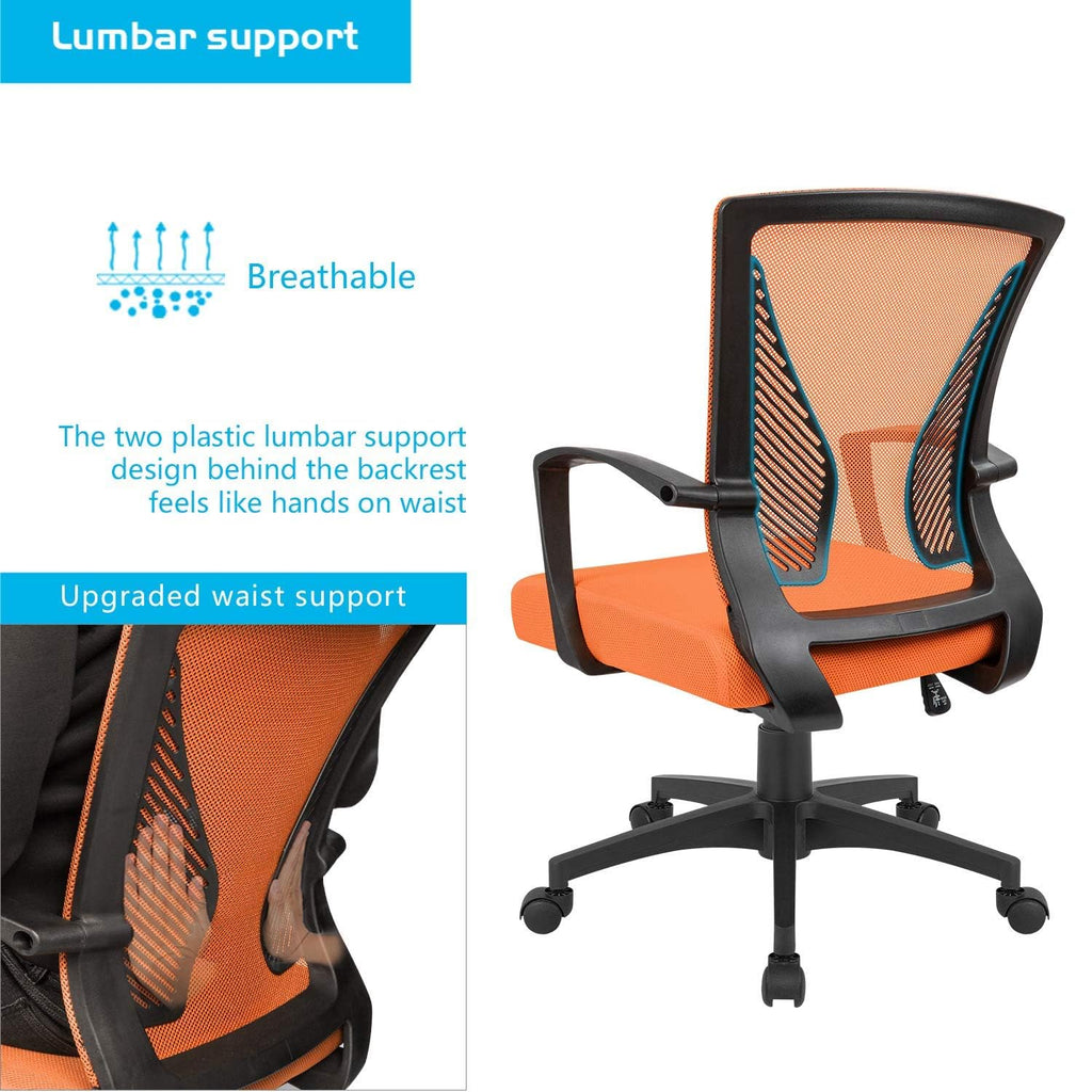 Orange Mesh Ergonomic Office Chair with Armrest Y29723