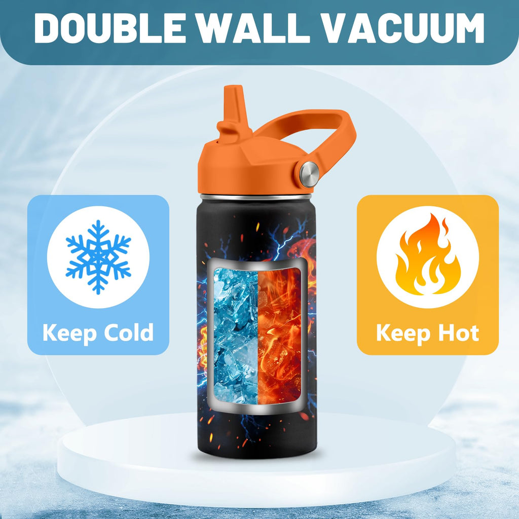 16 oz Stainless Steel Insulated Water Bottle with Straw Lid, 2 Pack H1592