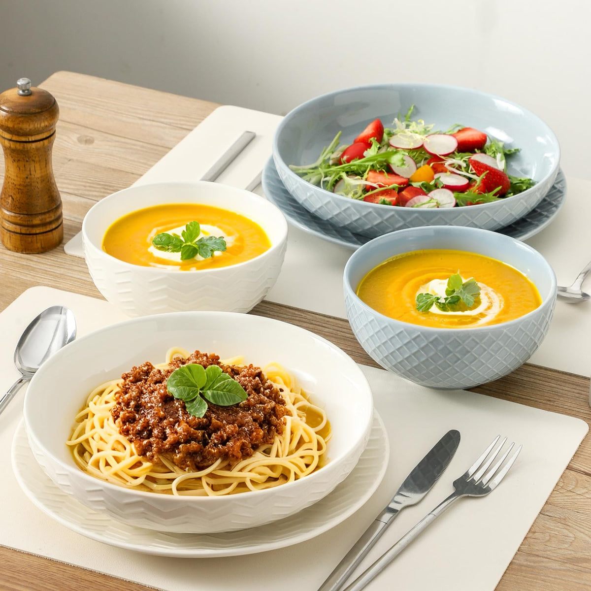9.1'' 42 OZ Ceramic Pasta Bowls Set of 4 X299