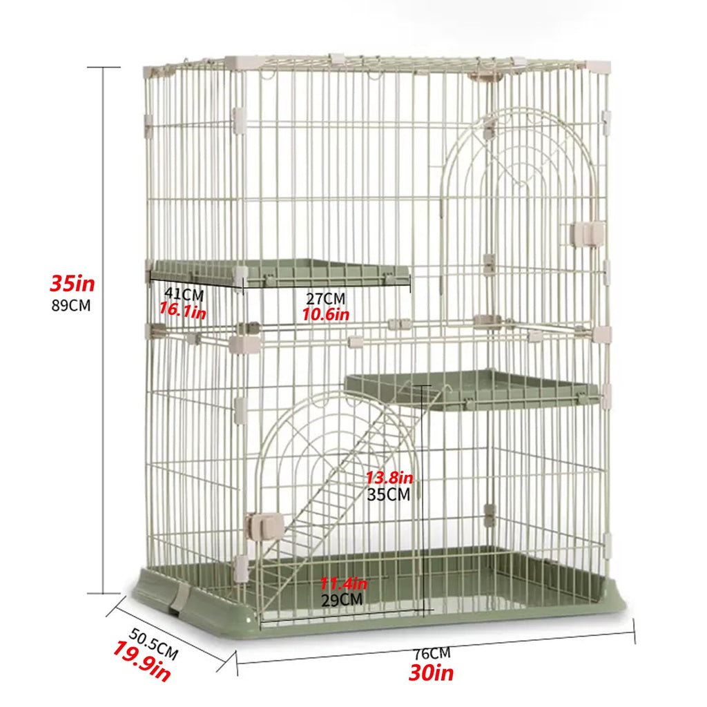 3/4-Tier Wire Cat Cage Playpen with Hammock and Platforms C11182