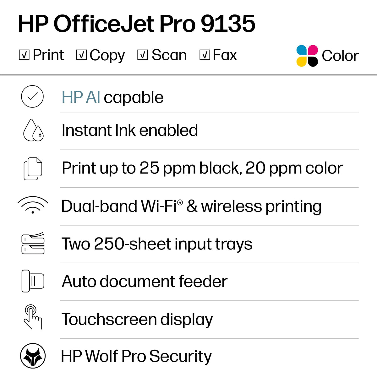 Wireless All-in-One Color Inkjet Printer Y9037