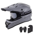 Adult ATV Dirt Bike Helmet with Goggles Gloves & Mask Adjustable Sun Visor Motorcycle Off-Road Motocross Downhill Moped MX Gray L U118