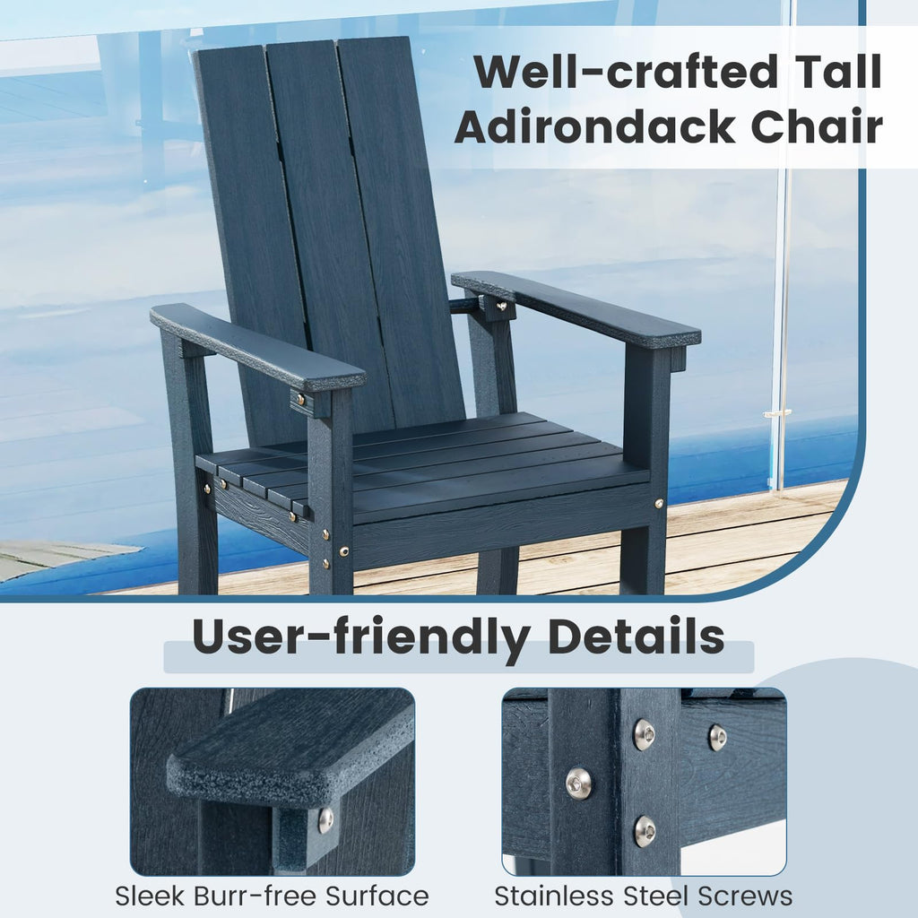 52” Tall HDPE Adirondack Chair Set of 4 Navy E73032