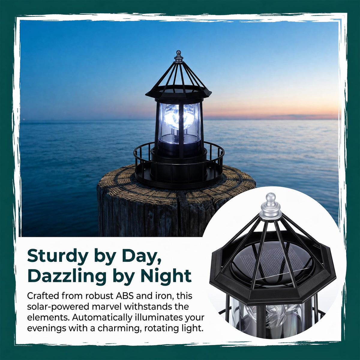 Solar Lighthouse Rotating LED Light IP65 Waterproof Outdoor Lamp X583208