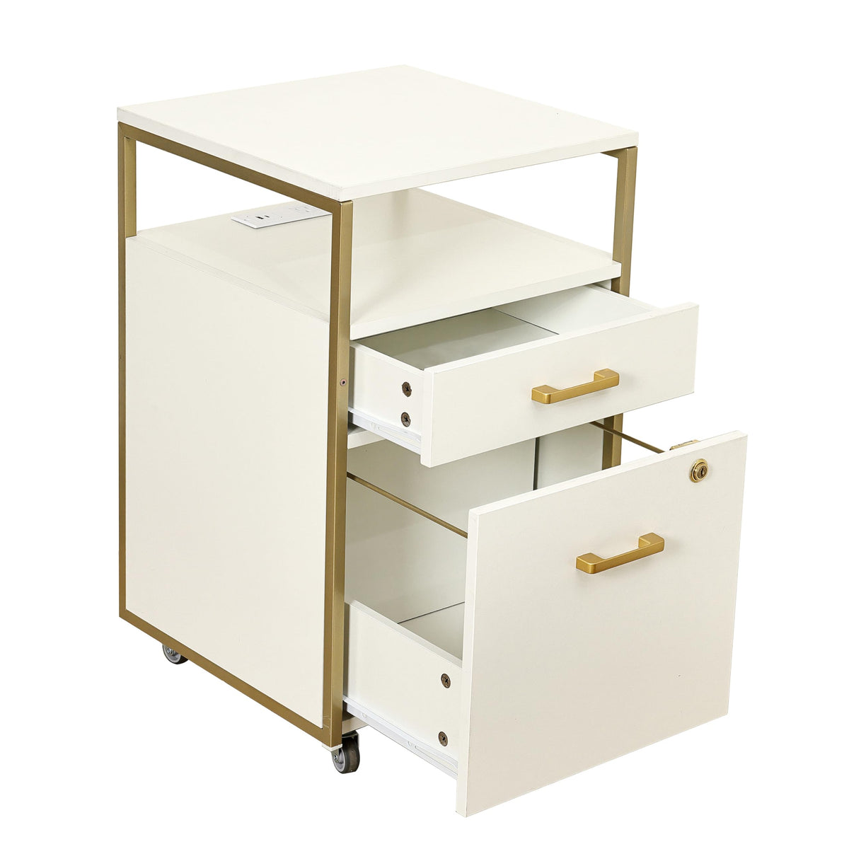 2 Drawer Rolling File Cabinet with Lock H1280