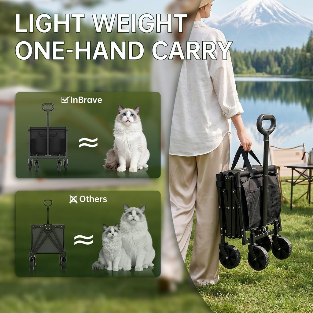 Collapsible Wagon Cart with All-Terrain Wheels, Black B598