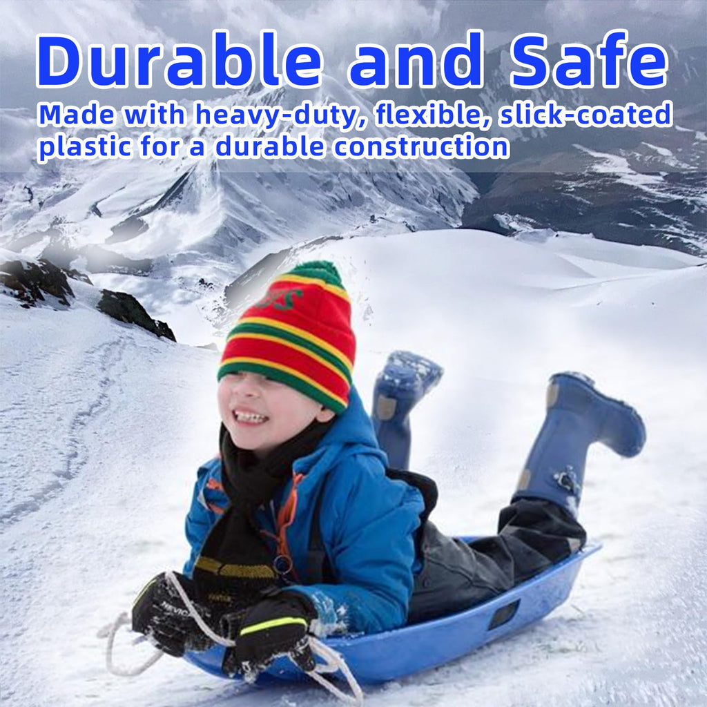35 Inch 2-Person Plastic Snow Sled with Pull Rope I56436