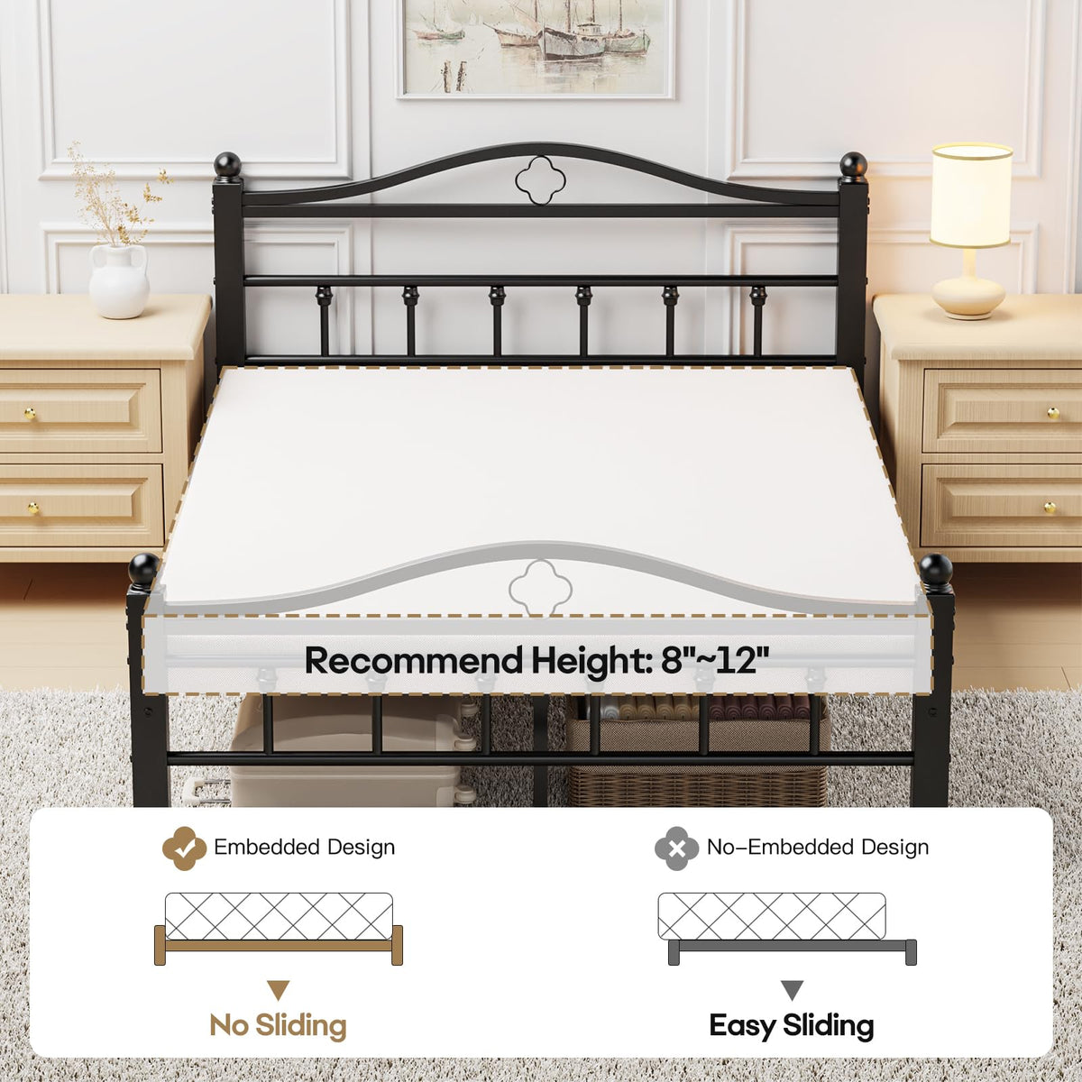 Full Size Bed Frame with Headboard X536933