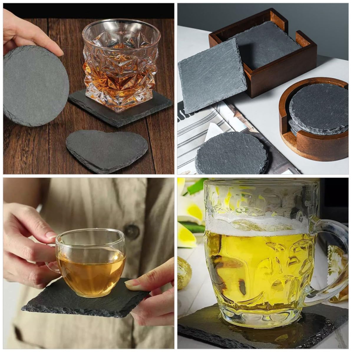 Natural Stone Square Drink Coasters Set N75798