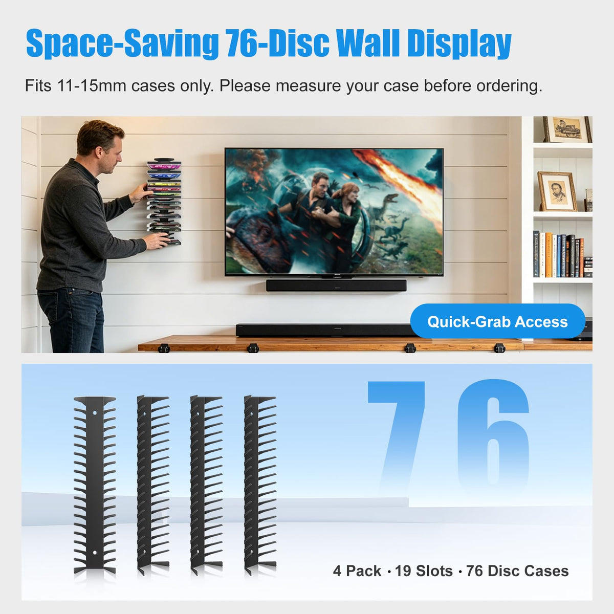 4 Pack Wall Mount Metal DVD Shelf F815809