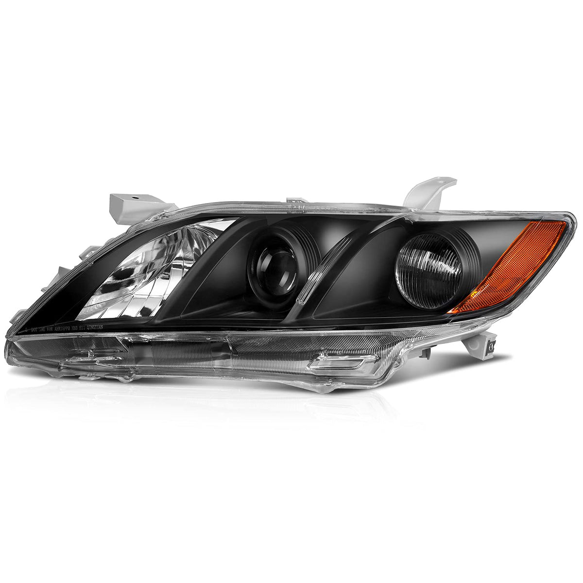 Black Housing Amber Reflector Clear Lens Headlight Assemblies R56502