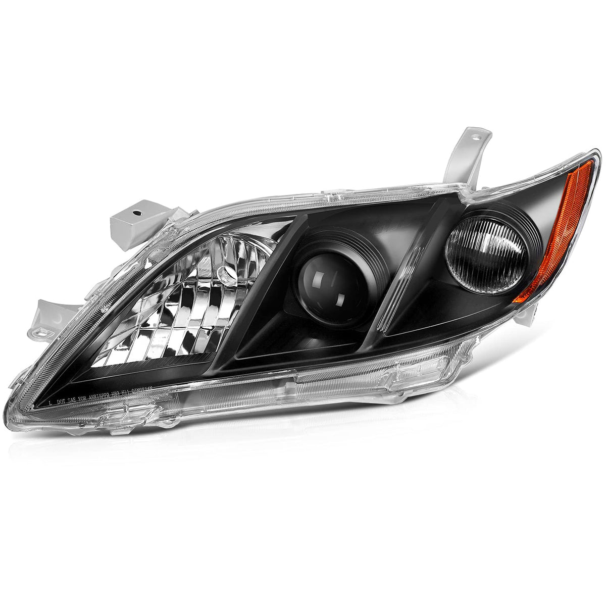 Black Housing Amber Reflector Clear Lens Headlight Assemblies R56502