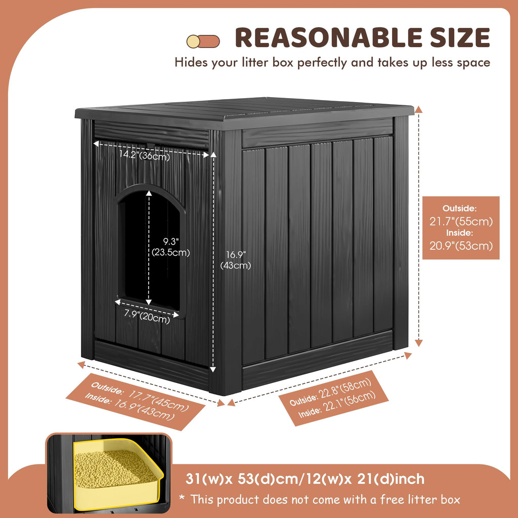 Weatherproof Resin Cat House with Hidden Litter Box S1846