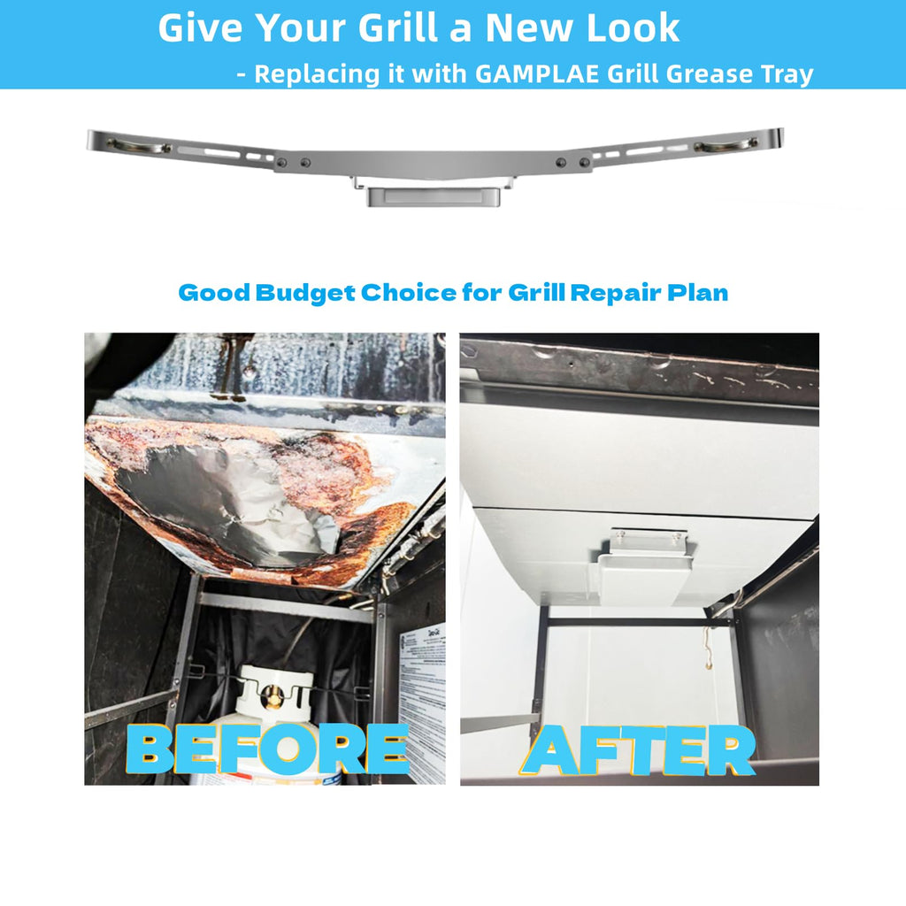 Adjustable Stainless Steel Grill Grease Tray with Catch Pan K884982