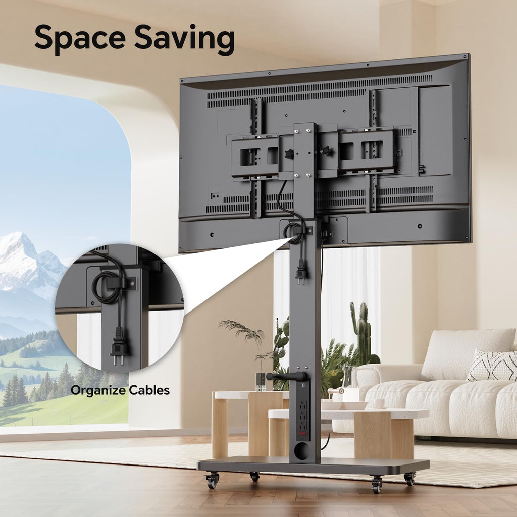 Mobile TV Stand with Power Outlet and Wheels M7466