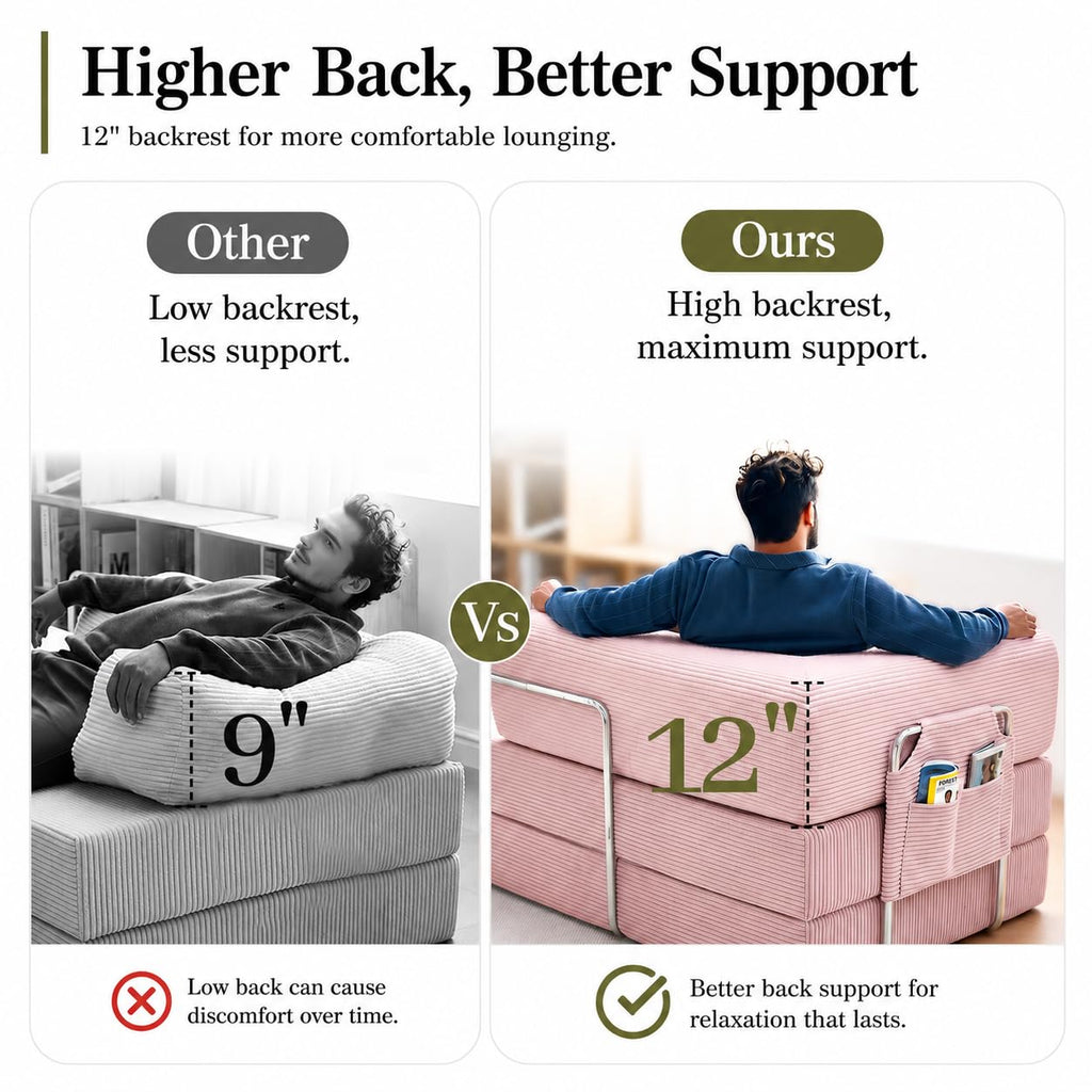 Folding Convertible Corduroy Sofa Bed King Size I138476