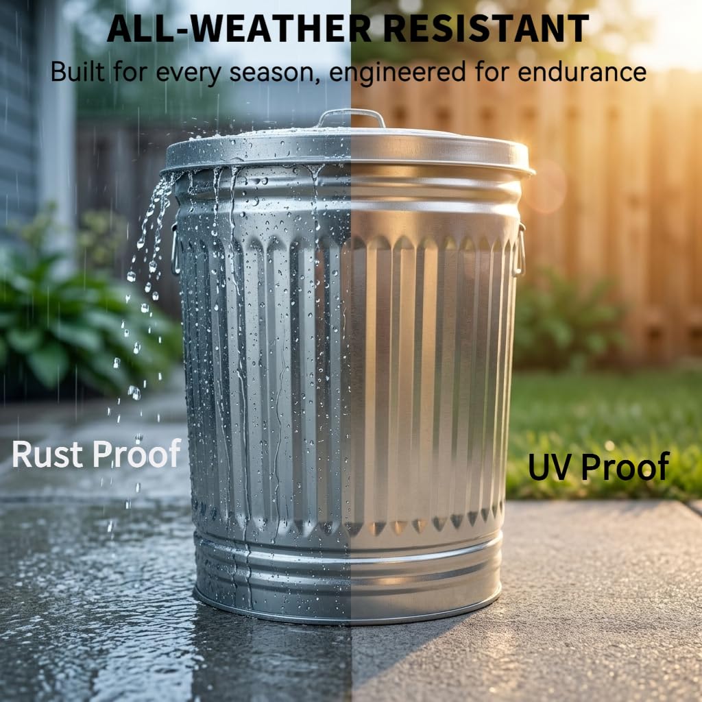 31 Gallon Heavy Duty Galvanized Metal Trash Can with Lid F556