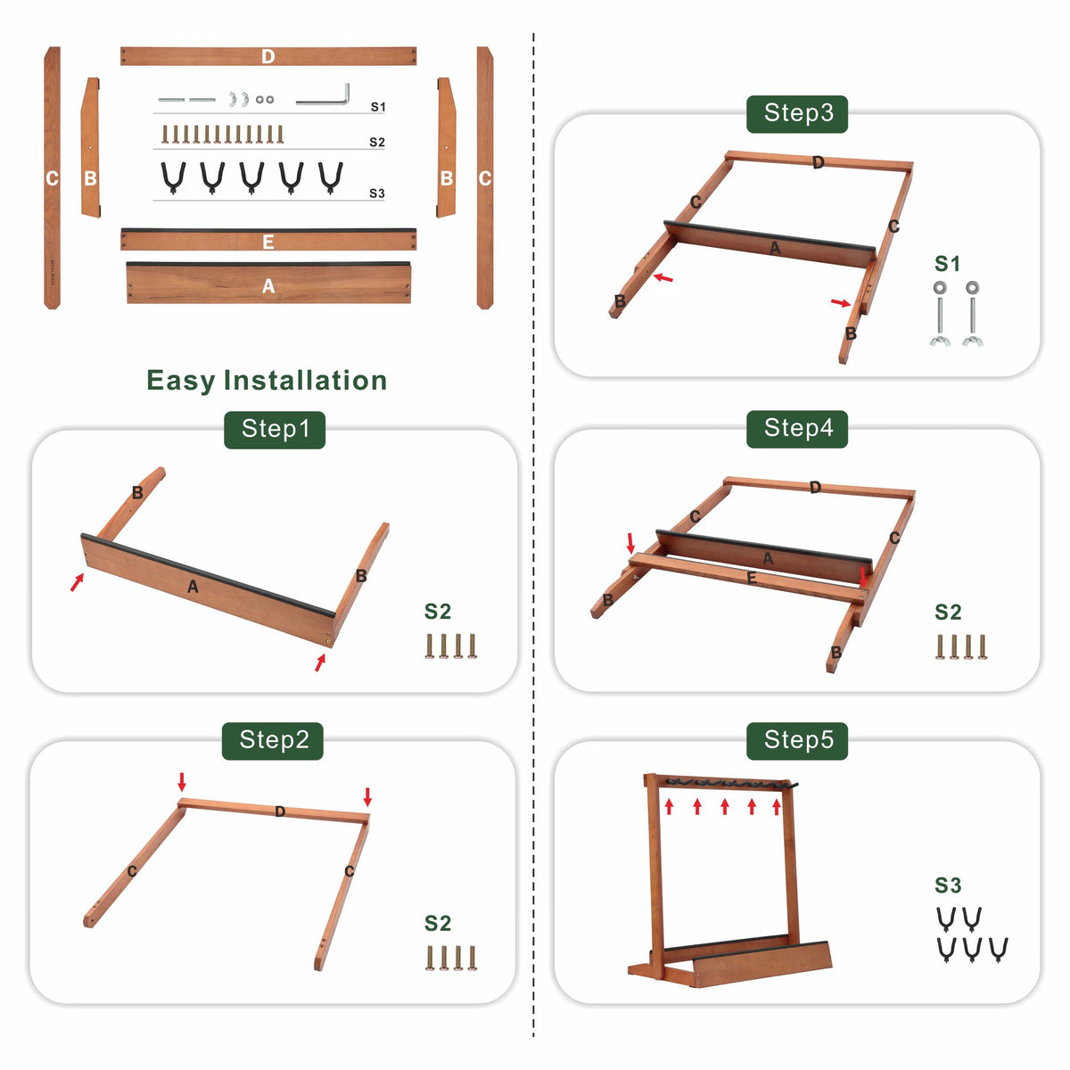 5 Holders Wooden Guitar Stand Floor Rack Q302888