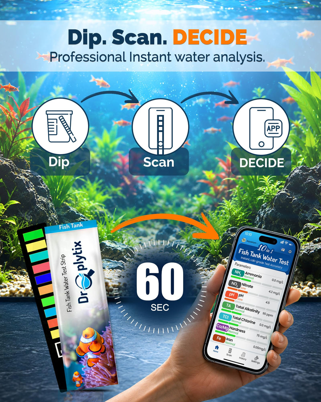 App-Enabled 10-in-1 Aquarium Water Test Kit Y80477