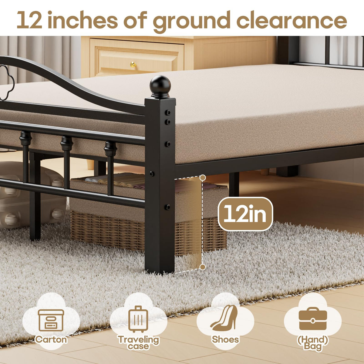 Full Size Bed Frame with Headboard X536933