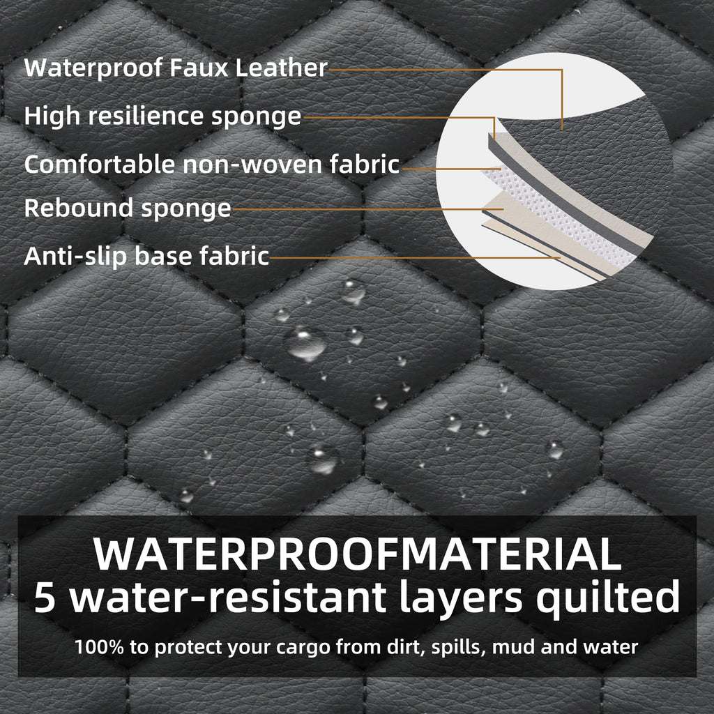 Leather Waterproof Car Seat Cover Full Set Black J95163