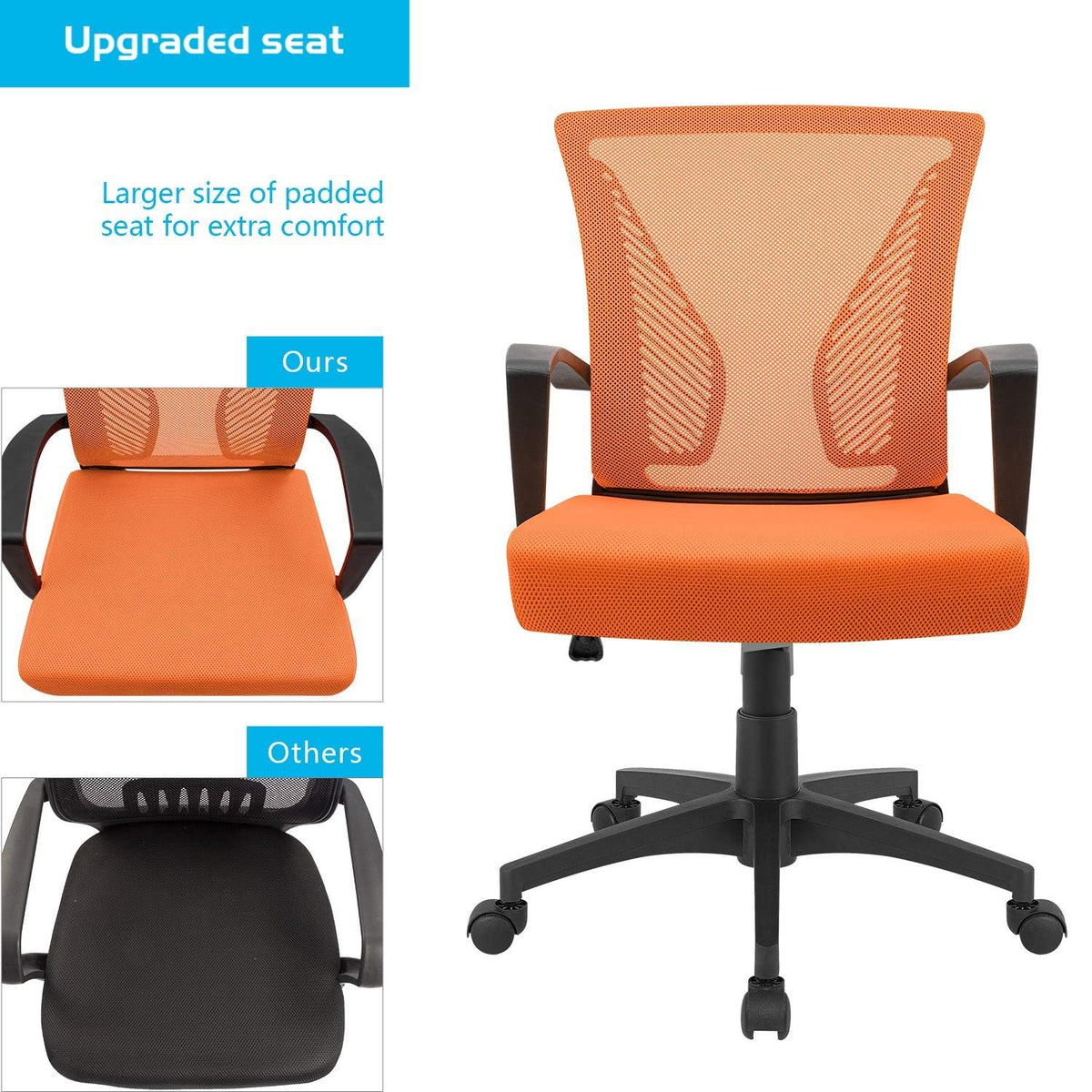 Orange Mesh Ergonomic Office Chair with Armrest Y29723