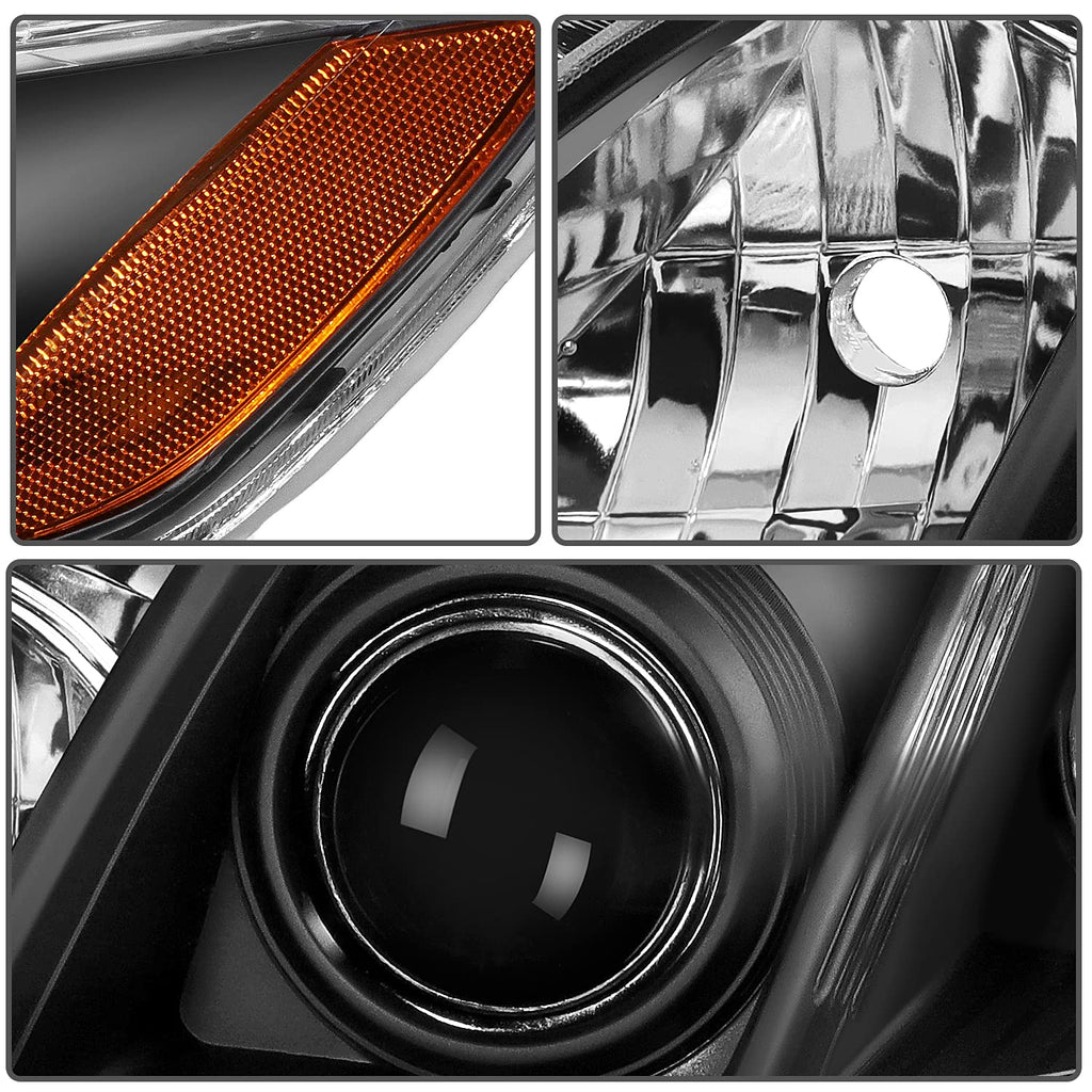 Black Housing Amber Reflector Clear Lens Headlight Assemblies R56502