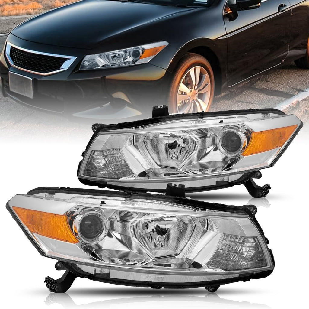 Headlight Assembly Replacement Chrome Housing with Amber Reflector E5648