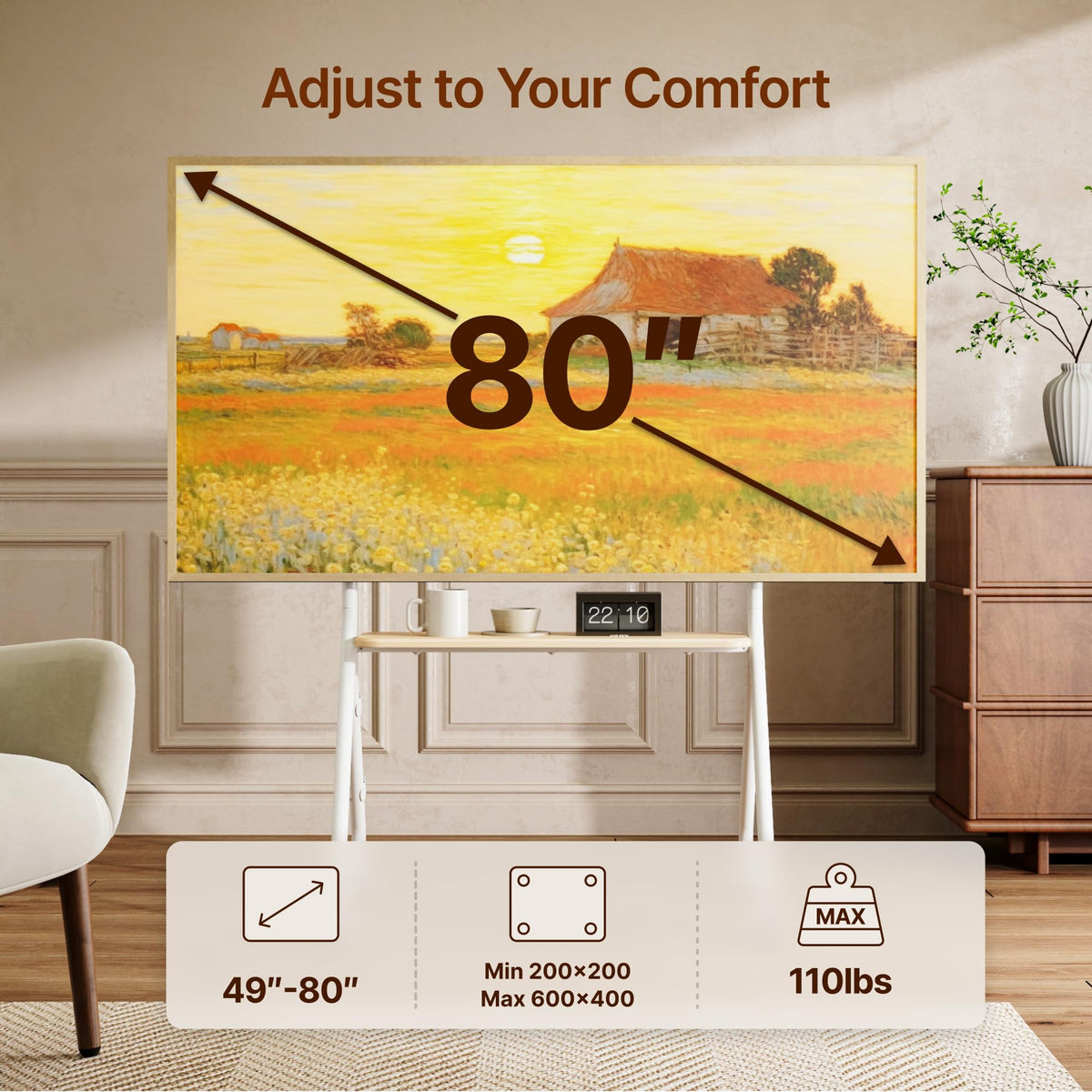 White Rolling TV Stand J674768