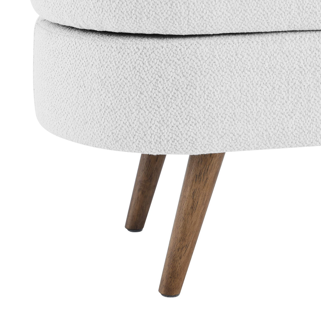 White Linen Fabric Upholstered Storage Bench with Solid Wood Legs D737