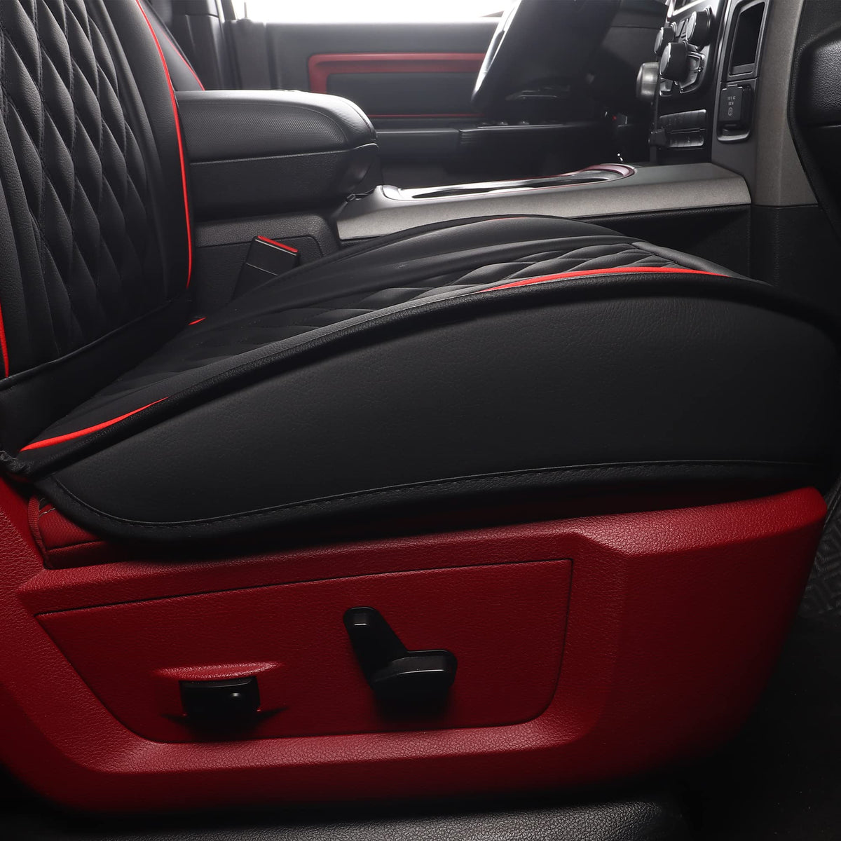 Waterproof Synthetic Leather Car Seat Covers 5PCS Full Set Black Red N315616