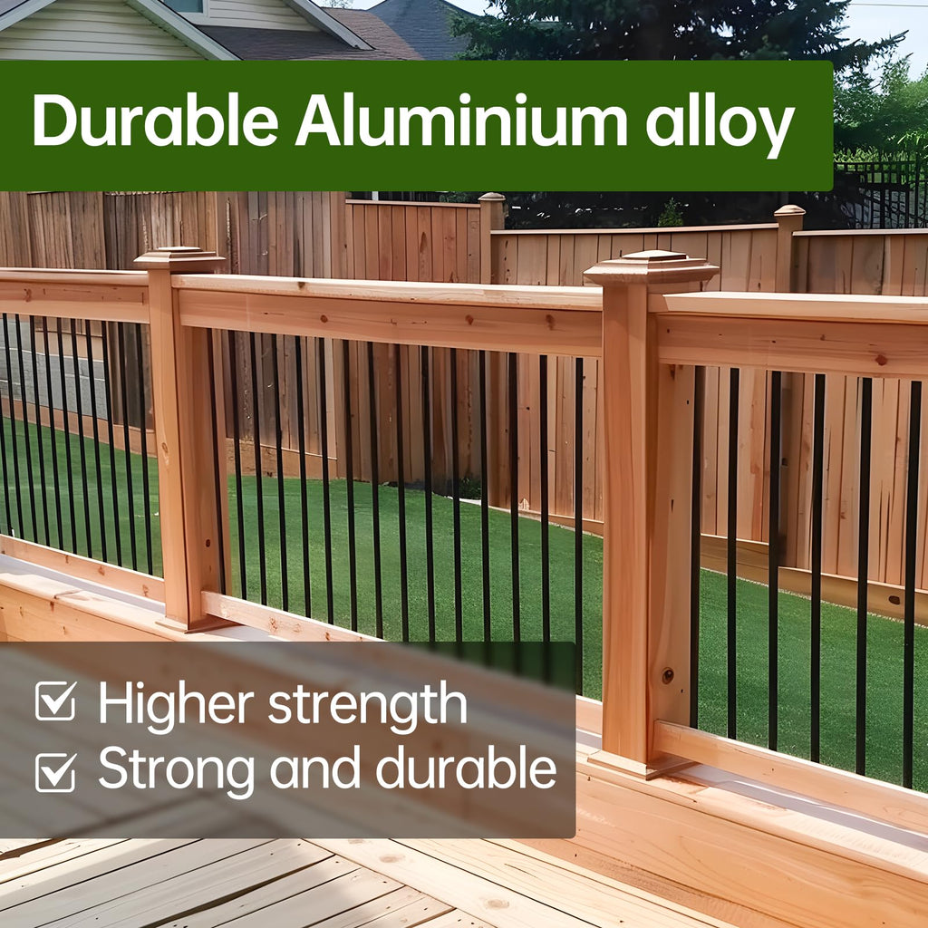32"-100Pack Aluminum Deck Balusters Hollow Round Deck Railing Spindles Matte Coated Black C468566