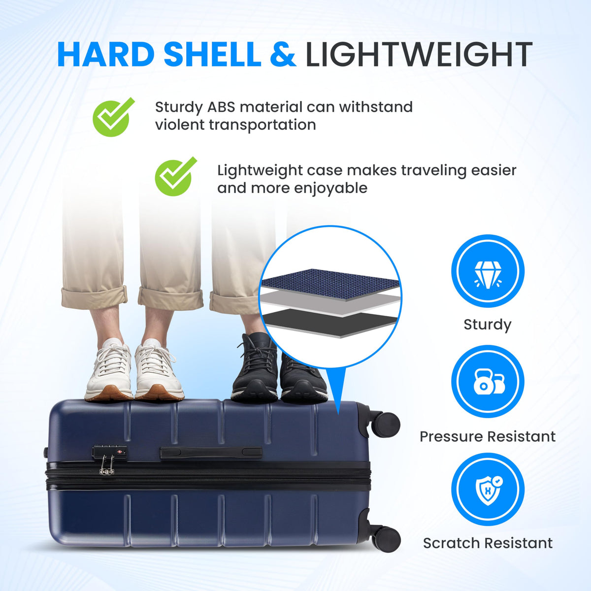 20 Inch Expandable Hardside Carry On with Spinner Wheels Blue L231426