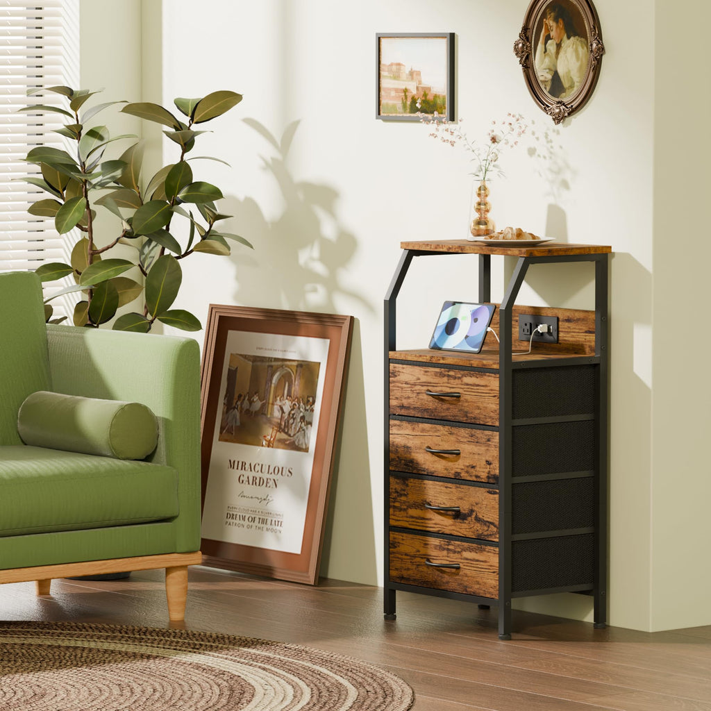 4 Drawer Night Stand with Charging Station U529