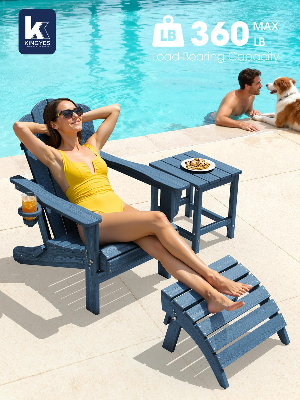 Folding Adirondack Chair Set of 2 with Cup Holder H602