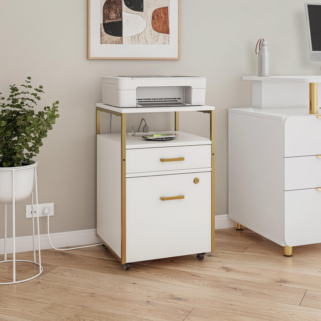 2 Drawer Rolling File Cabinet with Lock H1280