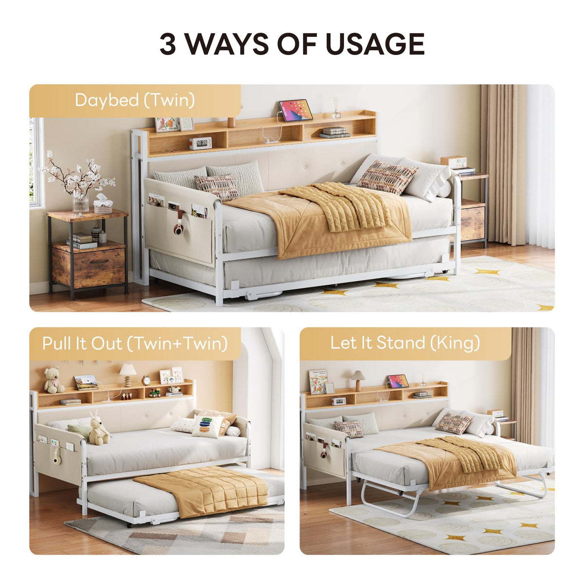 White Daybed with Trundle B54619
