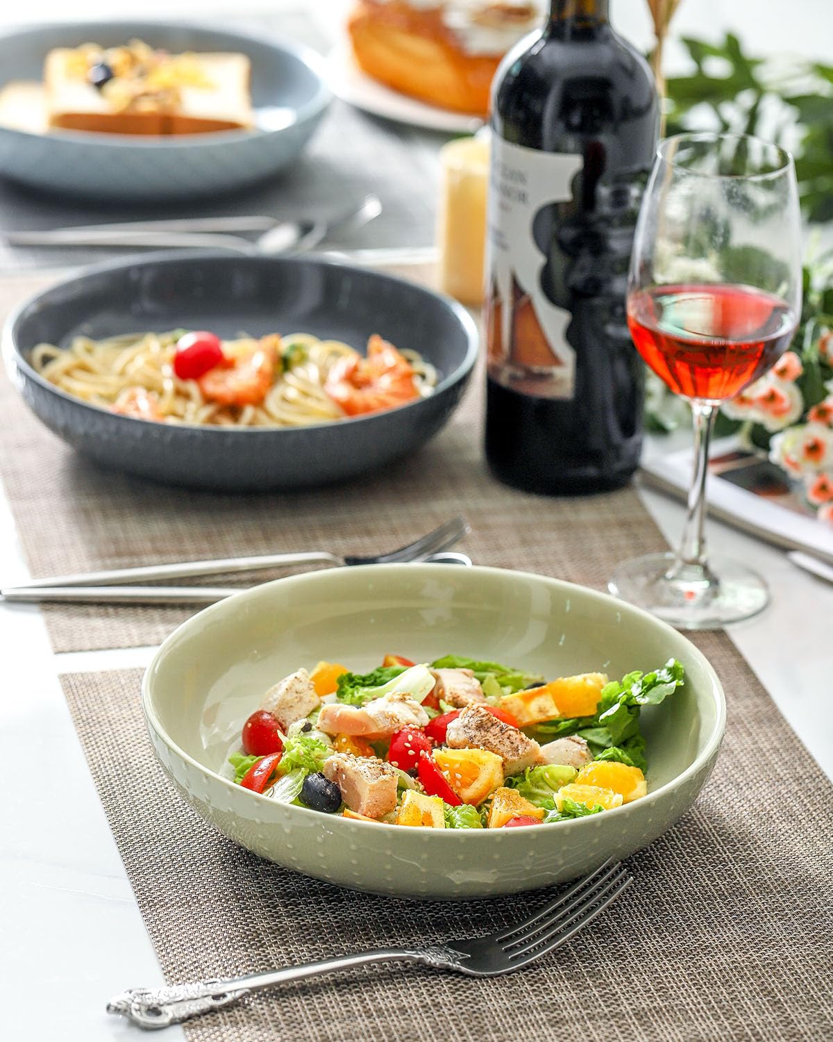 9.1'' 42 OZ Ceramic Pasta Bowls Set of 4 X299