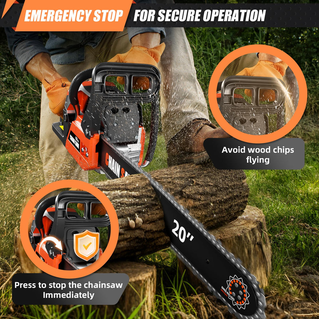 62CC Gas Chainsaw with 20inch & 24inch Chain Saw Bar P754800