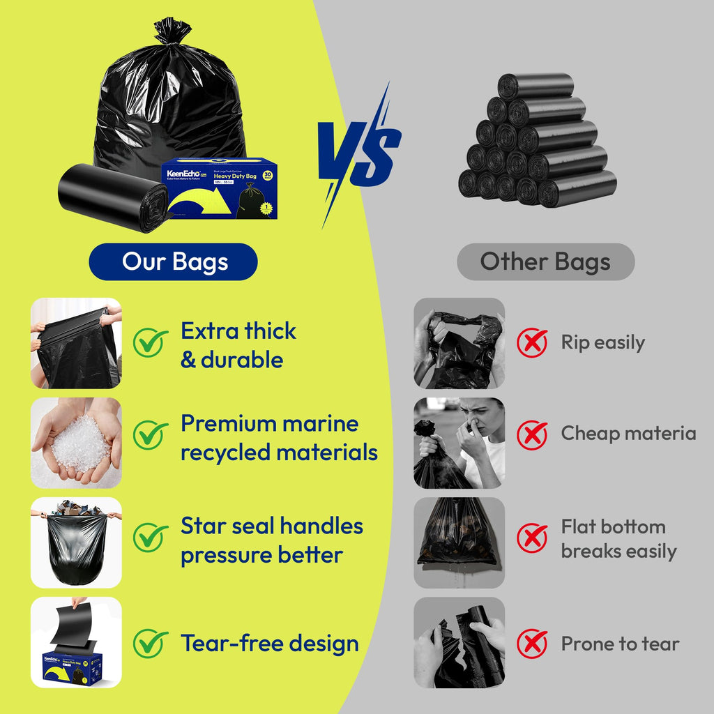 55 Gallon 30 Count 1.2 Mil Black Heavy Duty Trash Bags M430