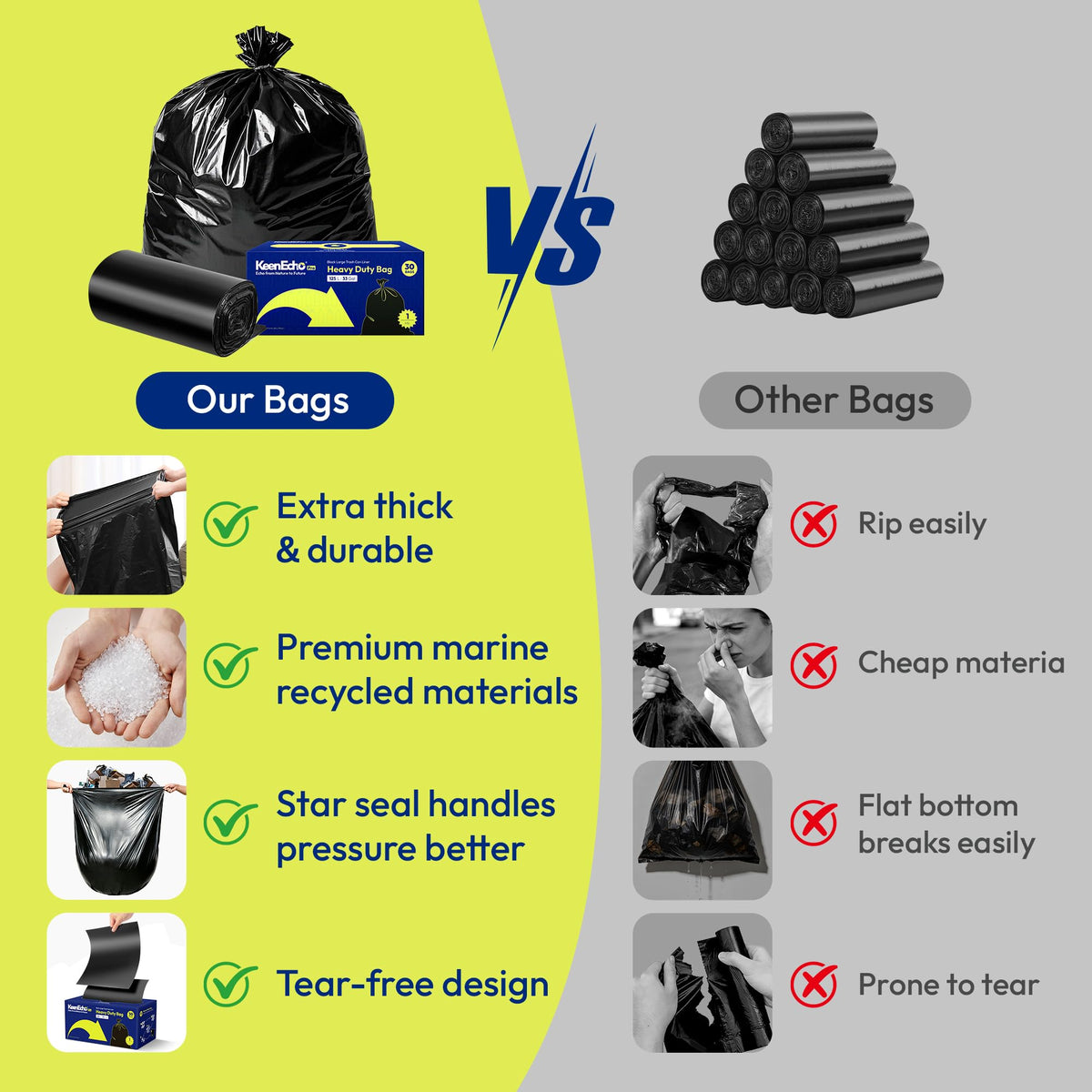 55 Gallon 30 Count 1.2 Mil Black Heavy Duty Trash Bags M430