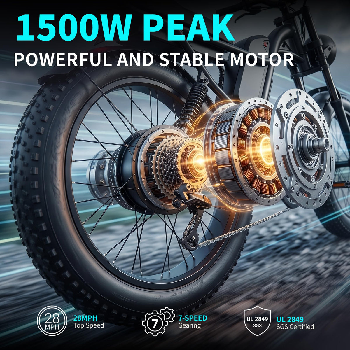 1500W Peak 20" x 4.0" Fat Tire Electric Bike Z183