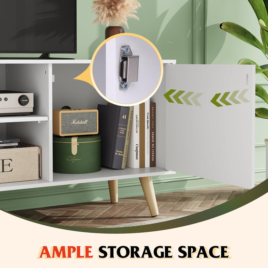White TV Stand with Storage Cabinet X92807