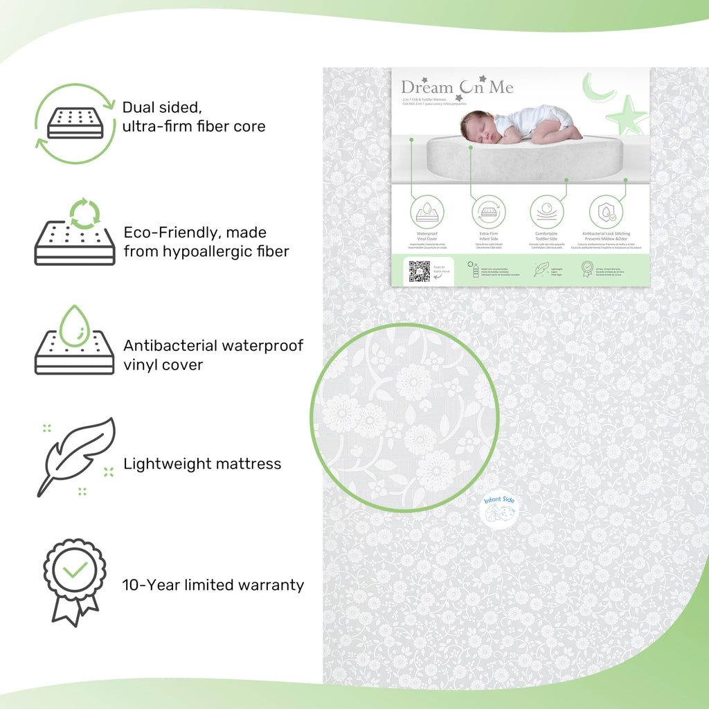 Grey Dual-Sided Crib and Toddler Bed Mattress X101