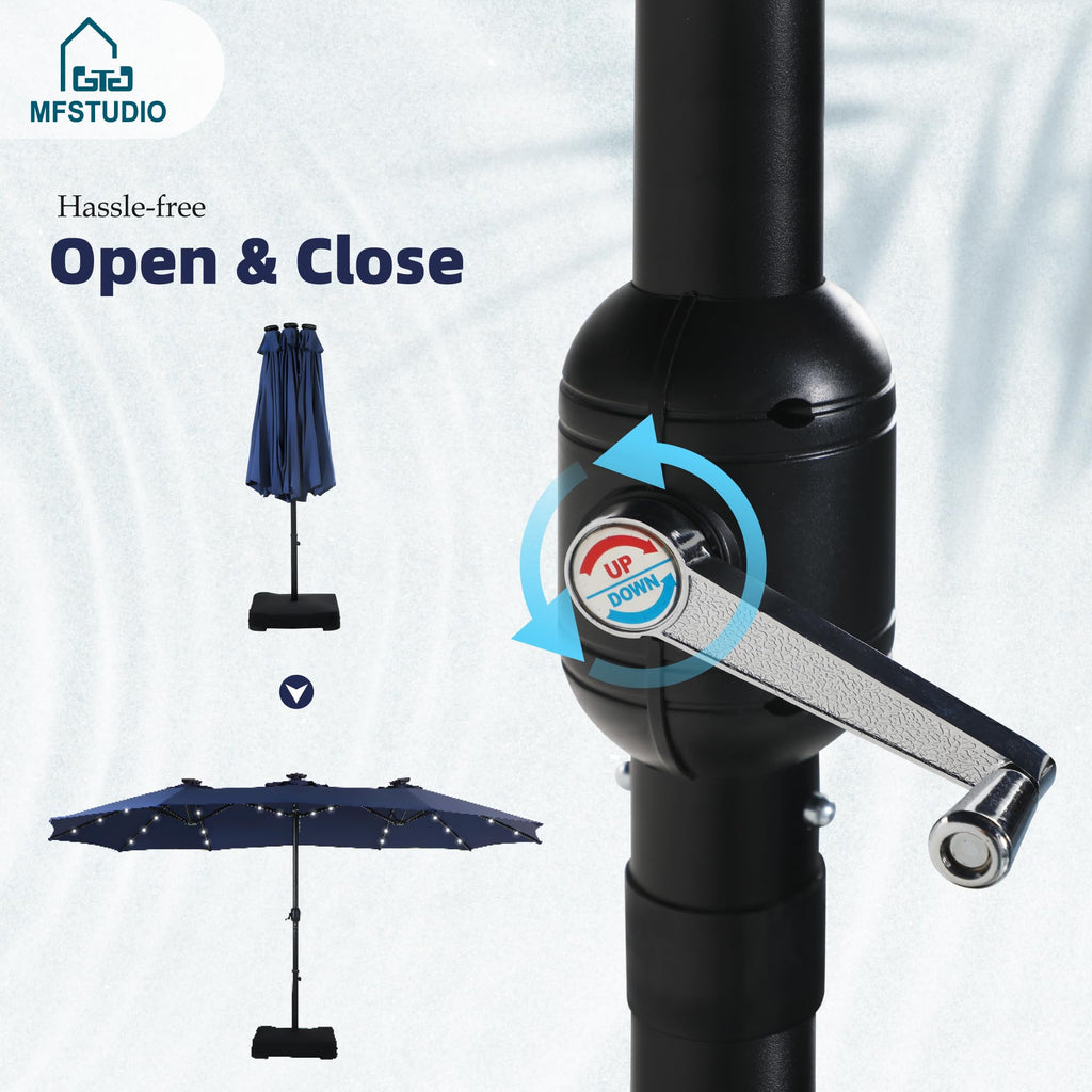 Navy Blue Double-Sided 15ft Patio Umbrella N24523